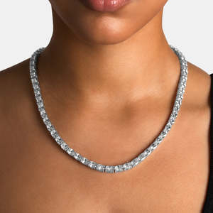 VVS1 Moissanite Tennis <b>Necklace</b> 925 Sterling Silver Oval Cut Diamond Look Luxury <b>Statement</b> <b>Necklace</b> for Women - Product Image 1