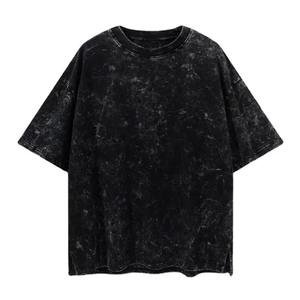 KIVOTECH Oversized Washed Cotton Men's T-Shirt <b>Short</b> <b>Sleeve</b> O-Neck Casual Solid Color Jersey Knitted Fit - Product Image 1