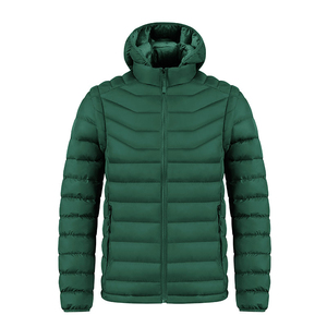 Wholesale Customized Design Men's Winter Puffer <b>Jacket</b> Hooded Waterproof Reversible NylonPolyester <b>Canvas</b> Stand Collar - Product Image 1