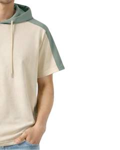 T-shirt à capuche personnalisé pour homme, manches courtes, décontracté, en coton doux, couleur vert sauge, style streetwear, idéal pour l'été - Product Image 3