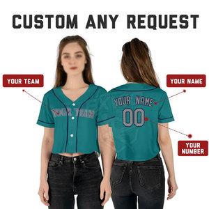 Private Label Women Crop Top Jersey Custom Size 100% Polyester Made Women Sports Wear Baseball Crop Top - Product Image 5