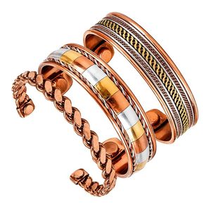 Rustic Chain Mesh Pure Copper Magnetic <b>Bracelet</b> Open Ended Flexible Twisted <b>Rope</b> Wristband Jewelry - Product Image 2