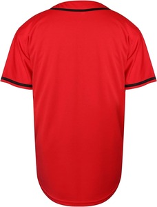 Men's <b>Red</b> Crew Neck Baseball Jersey Short Sleeve Moisture Wicking Polyester Sport Shirt Regular Fit Solid Color - Product Image 2