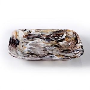 Handmade Resin Stocked Round Blue Marbled Modern Luxury Design Eco-Friendly Food Grade Serving <b>Plate</b> for Home Tabletop Display - Product Image 5