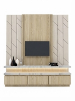 Meuble TV moderne en bois grainé, console multimédia murale, mobilier de maison pour salon, compatible avec les téléviseurs jusqu'à 65 pouces