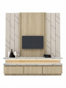 Modern Wood Grain <b>TV</b> <b>Stand</b> Media Console Entertainment Center Wall Mounted Display Cabinet for Living Room Fits 65 in and up - Product Image 1