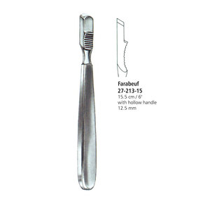 เครื่องมือถอนฟันฟาราบูฟ สำหรับจัดฟัน ขนาด 15.5 ซม. ด้ามจับกลวง 12.5 มม. แบบมีลายกันลื่น คลาส 1 สำหรับการผ่าตัด ทำจากสแตนเลสสตีล ได้รับมาตรฐาน CE - Product Image 1