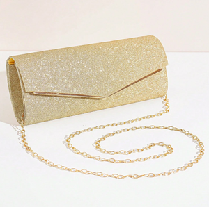 A sleek <b>silver</b> damask jacquard clutch with a crystal-encrusted bar clasp. Available at wholesale prices for high-end retail. - Product Image 4