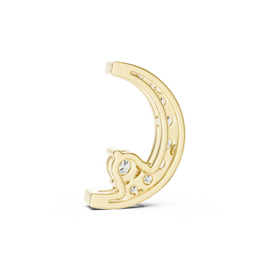 Collier pendentif lune de luxe avec diamants ronds taille brillant en or jaune, unisexe, pour tous les jours - Product Image 2