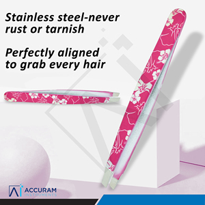 Durable Pink Stainless Steel Eyebrow Tweezers Smooth Slanted Tip Precision <b>Hair</b> <b>Removal</b> Beauty <b>Tool</b> - Product Image 3