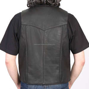 <b>Men's</b> Fashionable Snap Button Style Closure <b>Black</b> Breathable Leather <b>Vest</b> with OEM Service for Bulk Wholesale Order - Product Image 4
