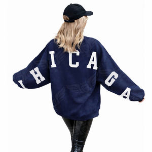 Sweat-shirt unisexe surdimensionné à col rond personnalisé, bleu marine, rose et beige, streetwear, pull décontracté, mode d'hiver - Product Image 2