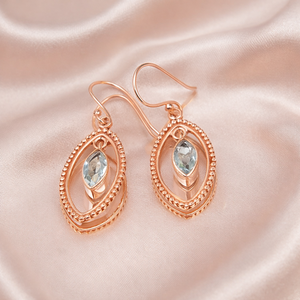 Blue Topaz Gemstone 925 Sterling Silver Handmade Dangle Earrings Boho Oval Shape Drop Hook Earrings Women Jewelry Gift <b>Sister</b> - Product Image 6
