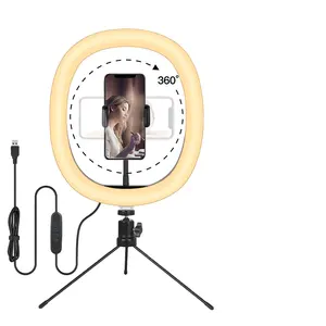 3 màu sắc có thể điều chỉnh cho selfie, quay video, Zoom cuộc họp LED vòng ánh sáng với bàn đứng 10 inch Selfie vòng ánh sáng