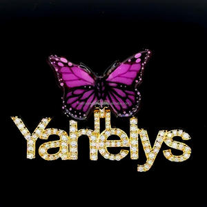 Prix de gros personnalisé plusieurs couleurs papillon caution en argent 925 plaqué or 14 carats dernier pendentif collier pour femmes bijoux - Product Image 3