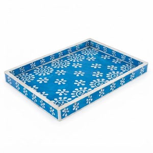 Plateau de service rond artisanal haut de gamme en os incrusté rose, motif floral de luxe, plateau décoratif pour ottoman, table basse ou coiffeuse - Product Image 6