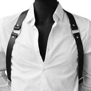 2026 Urban Punk Black Leather <b>Harness</b> for <b>Men</b> Adjustable Shoulder Straps With Metal Rings Techwear Inspired Body Accessory - Product Image 1