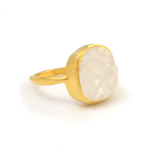 Handmade 925 Silver 12x13mm Natural <b>Crystal</b> Rainbow Moonstone June Birthstone Bezel Boho <b>Ring</b> Gold Vermeil Jewelry Gift For Her - Product Image 6