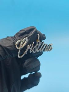 จี้เงินแท้ 925 ชุบโรเดียม ประดับเพชรโมอิสซาไนต์ รูปตัวอักษรภาษาอังกฤษแบบเขียนด้วยลายมือ  สำหรับฮิปฮอปและแร็ปเปอร์  เครื่องประดับแฟชั่น - Product Image 4