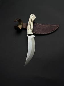 Cuchillo de caza con hoja de acero de Damasco y mango de asta de ciervo, cuchillo de supervivencia para exteriores - Product Image 2