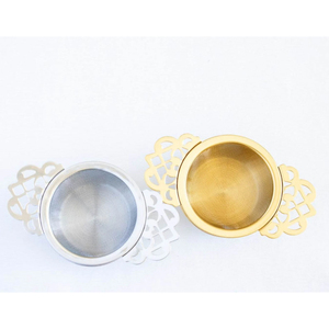 Brass <b>Tea</b> Strainers Floral Design Handle Push Button <b>Tea</b> <b>Infuser</b> Deluxe Quality Brass Mesh Wire <b>Tea</b> <b>Infuser</b> Gold Color Plated - Product Image 6