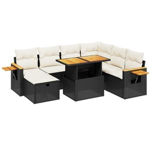 Set Divano da Giardino in Rattan Nero con Contenitore, 6 Posti, Arredamento da Esterno dal Design Contemporaneo - Product Image 4