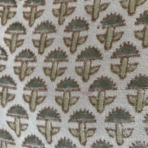 ผ้าฝ้ายพิมพ์ลายด้วยมือ – ลายบูติทั่วผืน |   ผ้าทอแบบดั้งเดิมของอินเดียสีเขียวมะกอกและสีเขียวมอส - Product Image 1