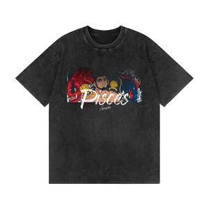 เสื้อยืดโอเวอร์ไซส์สีดำแขนสั้นคอกลมลายการ์ตูนสไตล์วินเทจสำหรับผู้ชาย - Product Image 3