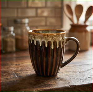 Tasse à café en céramique faite à la main, tasse à thé émaillée, vaisselle côtelée, cadeau, usage promotionnel - Product Image 6
