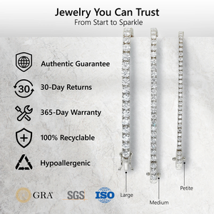 Bracelet Tennis en Argent Sterling 925 avec Moissanite VVS, Or Blanc, 2mm 3mm 4mm 5mm, pour Femme et Homme, Bijoux Fins, Cadeaux, Diamant de Laboratoire GRA - Product Image 4