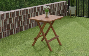 Mesa con superficie de madera y soporte plegable, muebles tallados a mano de alta calidad, madera maciza, portátil, hecho a mano en Pakistán, para exteriores. - Product Image 3