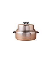 Chauffe-plat de luxe en acier inoxydable avec base en bois, plat de service décoratif pour buffet, pot de service pour traiteur