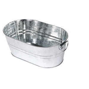 Bac à boissons galvanisé avec poignées, seau à glace en métal pour fêtes et bars, refroidisseur à vin en acier et seau à bière en métal, vente en gros - Product Image 2