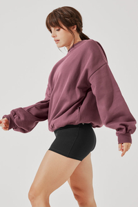 Sudadera Holgada con Cuello Redondo para Mujer, Talla Grande, 2 Bolsillos Laterales Ocultos, 100% Algodón, para Fitness, Gimnasio, Entrenamiento, Ropa Deportiva - Product Image 5