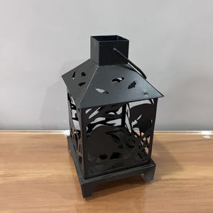 Artisan Design Halloween Iron <b>Lantern</b> with <b>Black</b> Finish Decorative for Parties Model L652 - Product Image 3