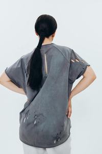 Camiseta de Hombre con Efecto Desgastado, 100% Algodón, Cuello Redondo Informal, Transpirable, Hombros Caídos, Logotipo Personalizado OEM, Camisetas para Hombre - Product Image 2