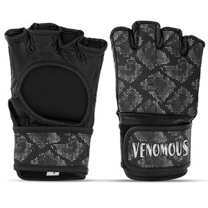 Venomous Black Viper MMA Gloves Leather <b>Open</b> Palm with short Finger Grappling Fight Gloves Durable Training Gear - Product Image 1