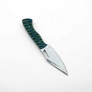 Couteau utilitaire de précision artisanal en acier inoxydable, manche texturé bleu-vert G10 - Product Image 3