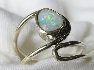 Australian Opal <b>Ring</b> <b>Adjustable</b>-925 Sterling <b>Silver</b>-October Birthstone-Opal Doublets-Handmade Jewelry-Gift For Her-MS - Product Image 5