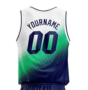 Uniforme de Baloncesto Profesional Personalizado al por Mayor, Jersey Azul, Blanco y Verde, Fabricante OEM ODM, Proveedor de Marca Privada, Calidad de Exportación - Product Image 4