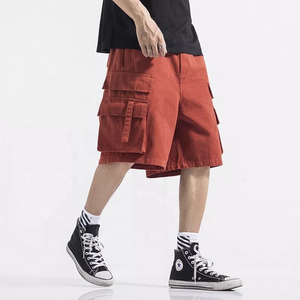 Shorts cargo pour homme personnalisés, multi-poches, streetwear, coupe ample, en coton, décontractés, shorts utilitaires, shorts de mode d'été - Product Image 1