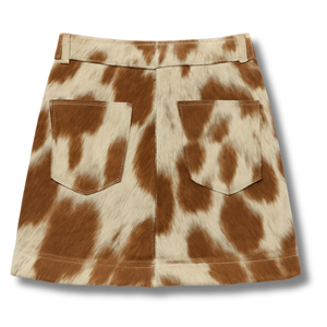 Falda de cuero con pelo de vaca para mujer con cremallera lateral, proveedor de Pakistán, ropa de mujer de cuero PU - Product Image 6