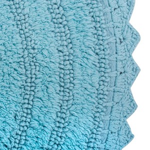 Alfombra de Baño Redonda de Algodón Azul, Tejida, de Color Sólido, con Base Antideslizante, Diseño con Mechones, Estilo Moderno, para Uso Doméstico - Product Image 3