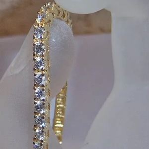 Moissanite Tennis <b>Bracelet</b> 925 <b>Silver</b> Yellow Gold Plated Classic Round Brilliant Cut Luxury Diamond Look for Women - Product Image 1