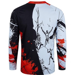 <b>Cycling</b> <b>Jersey</b> <b>Long</b> <b>Sleeve</b> Black White Red Patterned Breathable Quick Dry Lightweight for <b>Men</b> Outdoor Sports 100% Polyester - Product Image 2