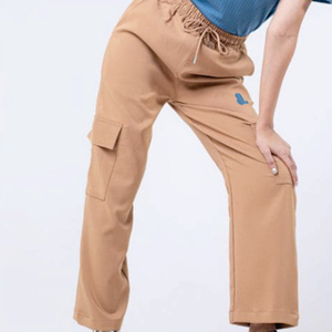 Women Cargo Pants Solid Color Mid Waist Elastic <b>Ankle</b>-Length Casual Pants With Pockets Breathable Woven Fit Loose - Product Image 3