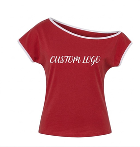 Camiseta Roja de Manga Corta con Ribete en Contraste, Cuello Redondo, Informal, para Hombre, con Diseño de Letras Impresas, Corte Regular - Product Image 1