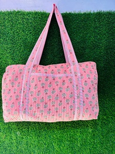 <b>Large</b> Cotton Quilted Duffle Tote Shoulder <b>Bag</b>, Floral Print Washable Eco friendly Yoga Shopping <b>Beach</b> Boho Weekender <b>Bags</b> - Product Image 4