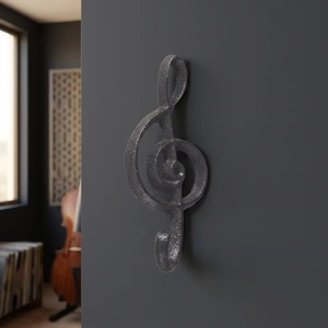 ตะขอแขวนผนังอเนกประสงค์รูปทรง Treble Clef ทำจากเหล็กหล่อ งานแฮนด์เมด ตกแต่งด้วยลูกปัด สไตล์เรโทร สำหรับแขวนเสื้อผ้า รุ่น CIH 243 - Product Image 1