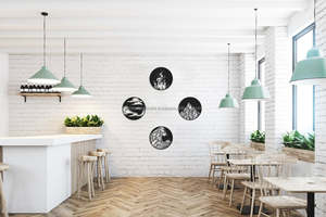 Ensemble de 4 art mural en métal de forme ronde avec un design différent enduit de couleur noire parfait pour la décoration intérieure et extérieure - Product Image 2